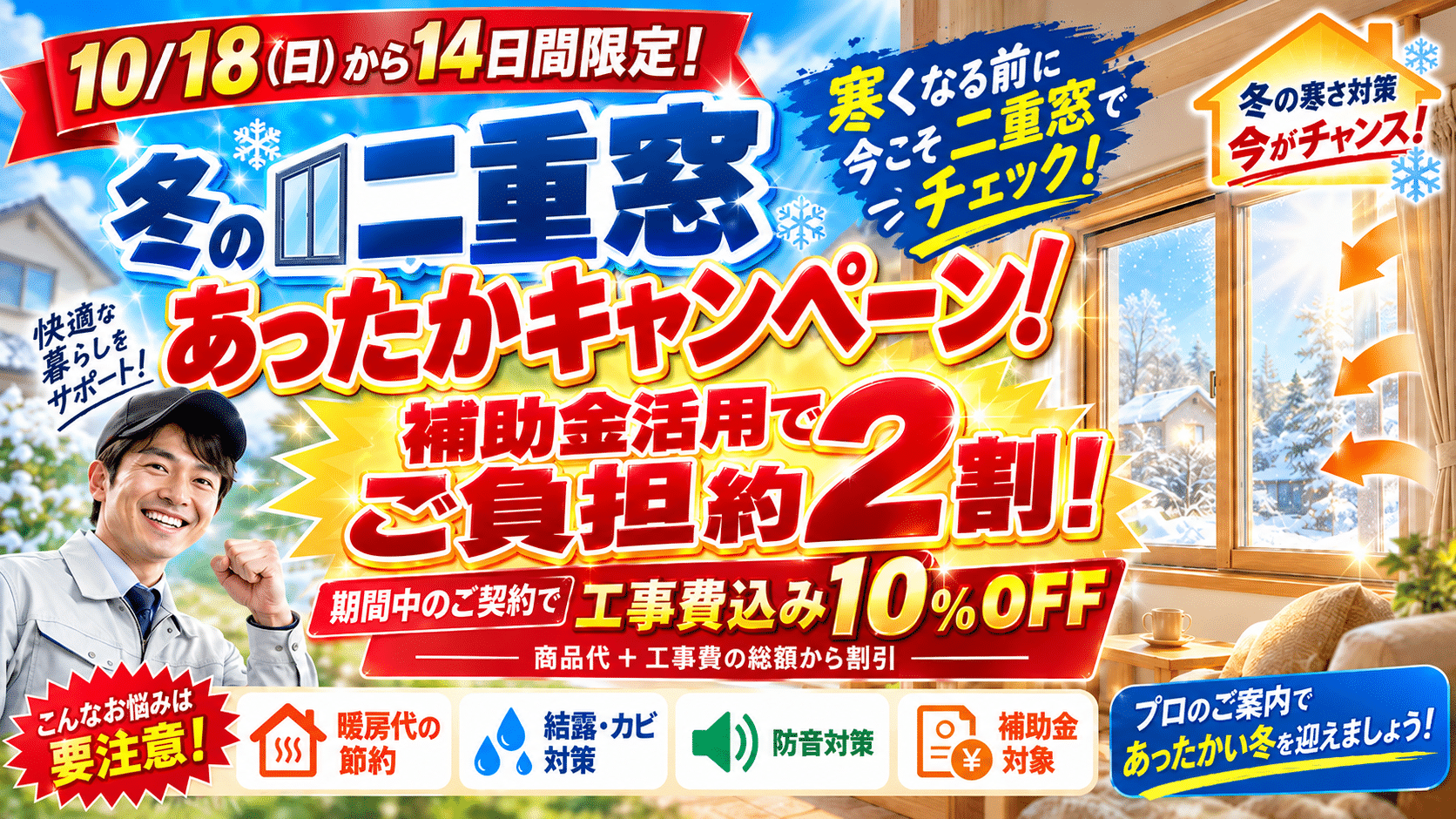 二重窓が補助金＋10%OFFキャンペーン